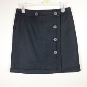 LOFT black wool blend button up mini skirt